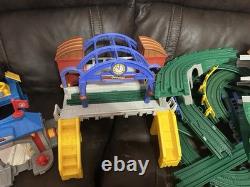 HUGE Fisher Price GeoTrax Train Set Buildings Track and Cars Lot Of 195+ Pieces
