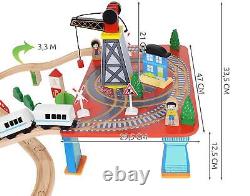 Iso Trade Train Track Wooden Toys Set 88 Piece Railway Kids Educational Acce