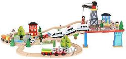 Iso Trade Train Track Wooden Toys Set 88 Piece Railway Kids Educational Acce