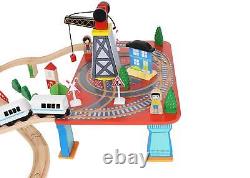 Iso Trade Train Track Wooden Toys Set 88 Piece Railway Kids Educational Acce