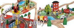 Iso Trade Train Track Wooden Toys Set 88 Piece Railway Kids Educational Acce