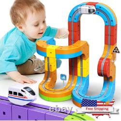 KlickRail Electric Train Set Flexible Race Track for Kids 4 6 7 8, 48 Pcs Car