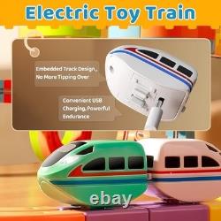 KlickRail Electric Train Set Flexible Race Track for Kids 4 6 7 8, 48 Pcs Car