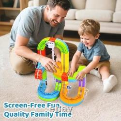 KlickRail Electric Train Set Flexible Race Track for Kids 4 6 7 8, 48 Pcs Car