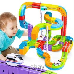KlickRail Electric Train Set Flexible Race Track for Kids 4 6 7 8, 88 Pcs Car