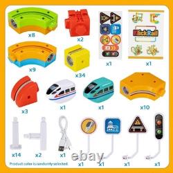 KlickRail Electric Train Set Flexible Race Track for Kids 4 6 7 8, 88 Pcs Car