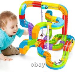 Klickrail Electric Train Set Flexible Race Track for Kids 4 6 7 8, 88 Pcs Car Tr