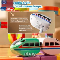 Klickrail Electric Train Set Flexible Race Track for Kids 4 6 7 8, 88 Pcs Car Tr