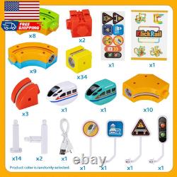 Klickrail Electric Train Set Flexible Race Track for Kids 4 6 7 8, 88 Pcs Car Tr