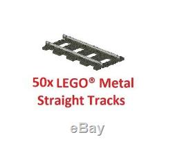 LEGO 9V TRAIN 50x 4515 / 2865 Pieces Straight Metal Tracks Rails TOP PRICE