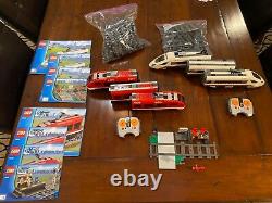 LEGO city passenger trains 7938 60051 two sets tracks minifigures