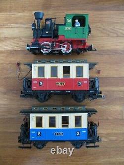LGB G Scale Train Set Stainz Locomotive with Smoke & Lighted Passenger Cars #23301