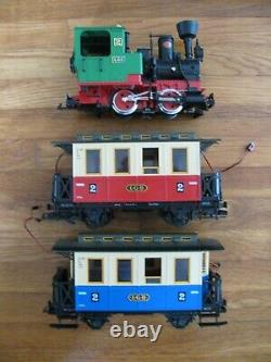 LGB G Scale Train Set Stainz Locomotive with Smoke & Lighted Passenger Cars #23301