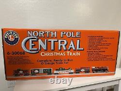 LIONEL NORTH POLE CENTRAL Christmas Train Set O Scale Steam Music Boxcar 6-30068