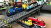 Lego Train Track Setup 9 Passenger And Cargo Trains And 5 Moc Bridges