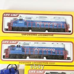 Life Like HO Train Set Lot 6 Armstrong World Industries Cars Track HO Gauge