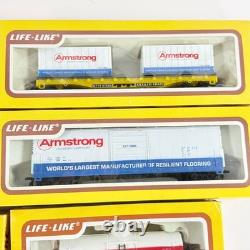 Life Like HO Train Set Lot 6 Armstrong World Industries Cars Track HO Gauge