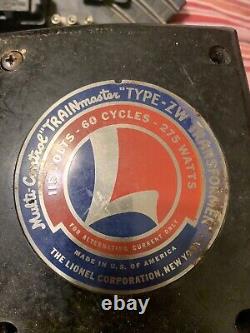 Lionel Train Set Type ZW controller plus all track and engine plus cars 1950s