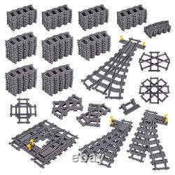 MOC 25 Styles City Train Tracks Set Single Slip Switch Crossings Rails Bricks Bu