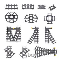 MOC 25 Styles City Train Tracks Set Single Slip Switch Crossings Rails Bricks Bu