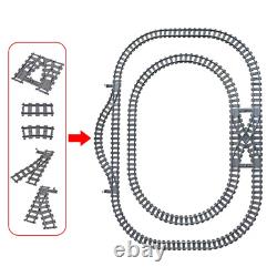 MOC 25 Styles City Train Tracks Set Single Slip Switch Crossings Rails Bricks Bu