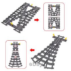 MOC 25 Styles City Train Tracks Set Single Slip Switch Crossings Rails Bricks Bu