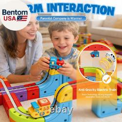 Magnetic Electric Train Tracks Set Gift for Kids 3-10 Car, 3D Infinity Cube Track