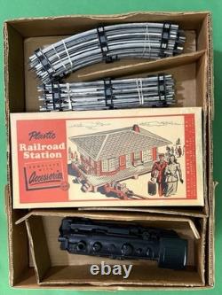 Marx Happi-Time Electric Train Set NYC #400 Steam Loco, Tin Cars Station Track