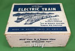 Marx Happi-Time Electric Train Set NYC #400 Steam Loco, Tin Cars Station Track