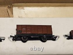 MiniTrix Electric Train Set #1902 Steam Engine Locomotive Freight Cars With Track