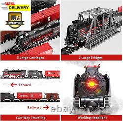 Model Train Set, Electric Toy Train with 3 Way Smoke Locomotive, 5 Train Cars, L