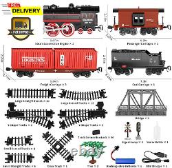 Model Train Set, Electric Toy Train with 3 Way Smoke Locomotive, 5 Train Cars, L