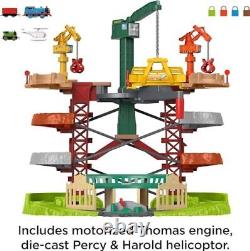 Multi-Level Toy Track Set, Trains & Cranes Super Tower with Action Station