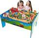 Multicolor Wooden Train Track Railway Buildings City Table Toy Set For Kids