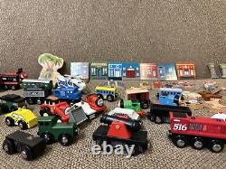 Nearly 200 Piece Wooden Train Track Lot Railway Set Accessories Cars, People