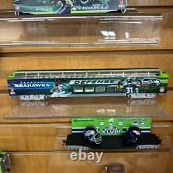 RARE Seattle Seahawks Hawthorne Village 8 HO Train Set Super Bowl 48 + Track Set