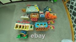 Read detail Vintage metal & wood Thomas the train with the Isle of Sodor track set