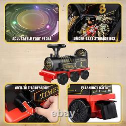 Ride on Train Toys Electric Train Set with Track 2 Seaters Cargo Car, Music, Light