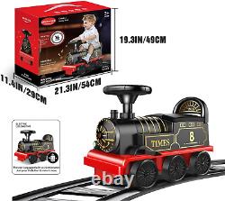 Ride on Train Toys Electric Train Set with Track 2 Seaters Cargo Car, Music, Light