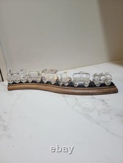 SWAROVSKI 6 PIECE TRAIN SET WITH CUSTOM TRACK DISPLAY Read Description