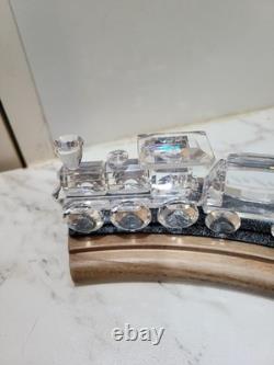 SWAROVSKI 6 PIECE TRAIN SET WITH CUSTOM TRACK DISPLAY Read Description