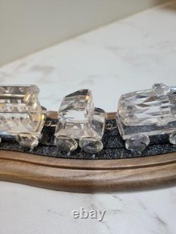 SWAROVSKI 6 PIECE TRAIN SET WITH CUSTOM TRACK DISPLAY Read Description