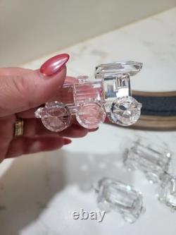 SWAROVSKI 6 PIECE TRAIN SET WITH CUSTOM TRACK DISPLAY Read Description
