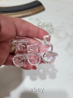 SWAROVSKI 6 PIECE TRAIN SET WITH CUSTOM TRACK DISPLAY Read Description