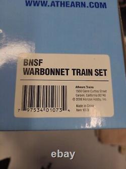 Super Rare Athearn Ho Scale BNSF Warbonnet Train Set Locomotive Caboose EZ Track