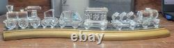 Swarovski Crystal Locomotion Complete Train Set With Wooden Track Boxes 7 Pieces