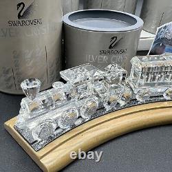 Swarovski Crystal Locomotion Complete Train Set With Wooden Track Boxes 7 Pieces