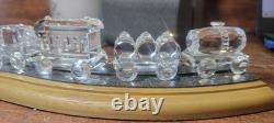 Swarovski Crystal Locomotion Complete Train Set With Wooden Track Boxes 7 Pieces