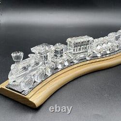 Swarovski Crystal Locomotion Complete Train Set With Wooden Track Boxes 7 Pieces