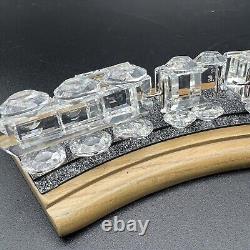 Swarovski Crystal Locomotion Complete Train Set With Wooden Track Boxes 7 Pieces